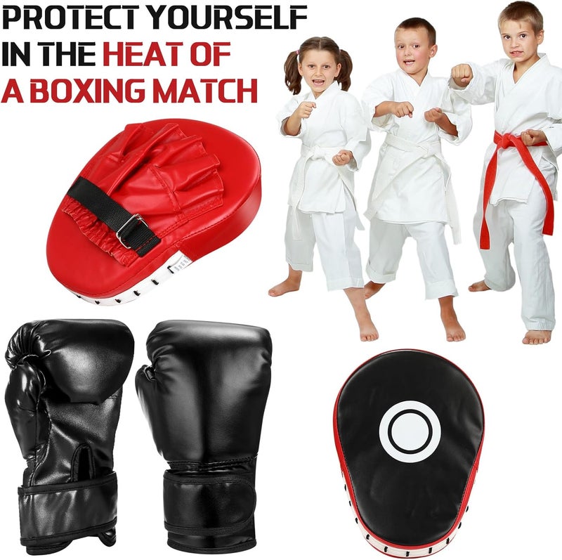 Arrowbash Boxing Gloves and Punching Mitts Set for Kids 6oz Black Gloves Curved Punch Mitts Pad Sparring Training Equipment for Martial Arts Muay Kickboxing Taekwondo Karate BJJ - Image 4